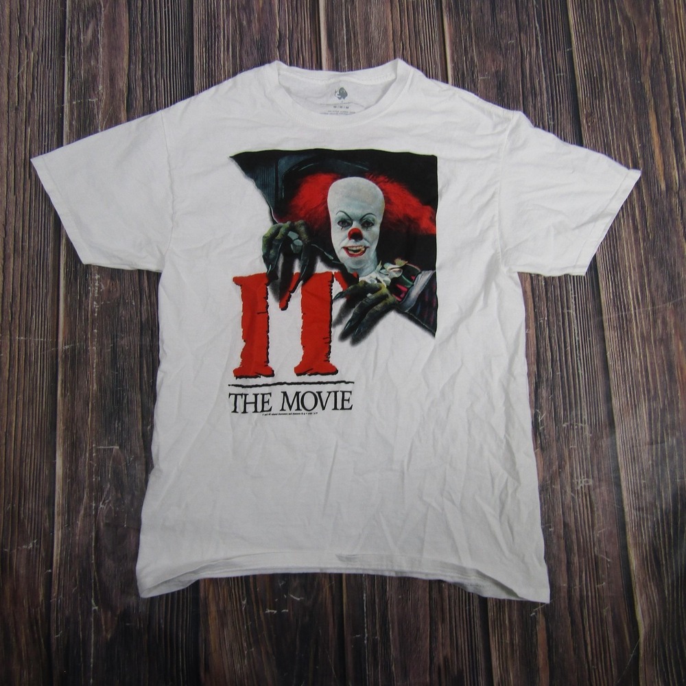 IT Movie Shirt Mens Medium White Pennywise Stephen King Horror Graphic Tee